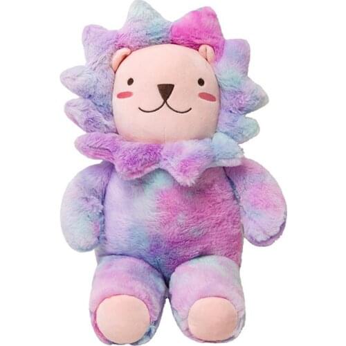 Purple Tie-dye Cute Lion Plush Toy Doll Stuffed Pillow Animal Soft Cotton Stuffed Doll Children Birthday Gift Home Decor Dolls