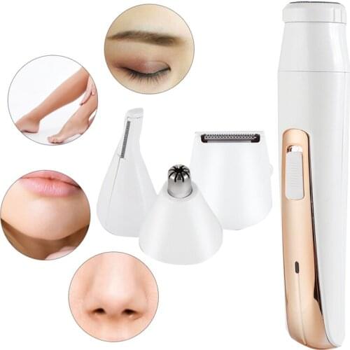 Multifunction 4 in 1 Women Hair Removal Lady Shaver Epilator Female Shaving Machine Eyebrow Electric Nose Trimmer Razor