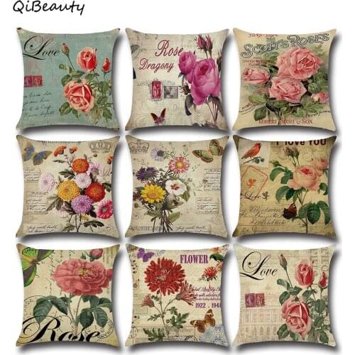 New American Rural rose pillowcase Mediterranean Nordic style car cushion cover
