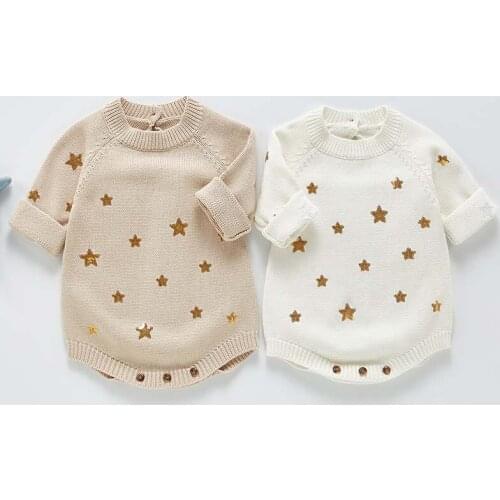 Newborn Baby Girl Clothes Autumn Winter Kids Bodysuit Infant Girls Clothing Knitting Long Sleeve Embroidery Jumpsuit Outfits
