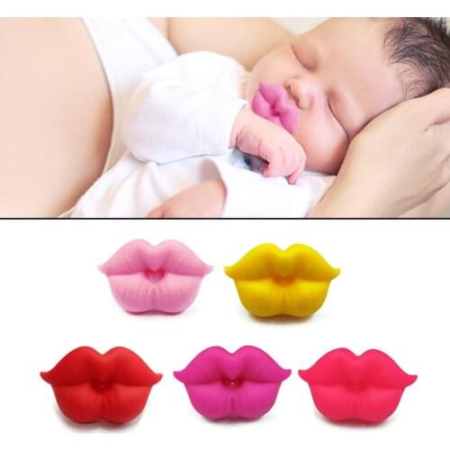 Food Grade Silicone Baby Pacifier Lip Mouth Shape Infant Toddler Baby Soother Teether Funny Nipple Feeding Orthodontic Teat