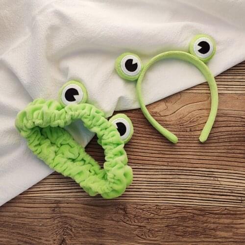 New Designs Cute Frog Makeup Headband Wide-brimmed Elastic Hairbands Girls Hair Bands Women Hair Accessories Girls Hairband