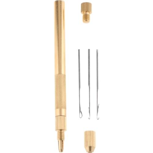 Durable 1Holder & 3Needles Aluminum Crochet Holder Needle Hook For Hair Braiding Lace Wig Hairpiece Making