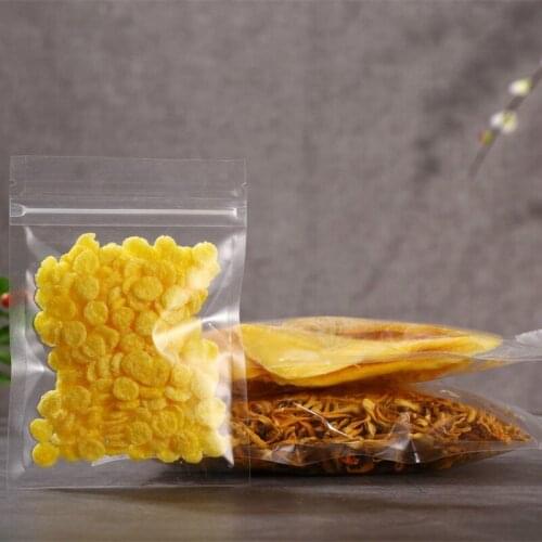 50pcs Transparent flat bottom ziplock Bone bag Dried fruit flower tea food packaging bags Pe transparent zipper sealing pouch