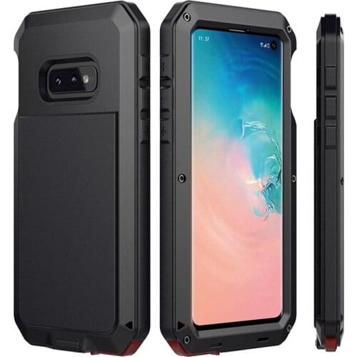 Seonstai Tempered glass+Full Protective For S10E Luxury Doom Armor Metal S10 Case Shockproof Cover For Samsung S10Plus