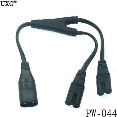 1PC IEC 320 C8 2Pin Male to 2 x C7 Female Y Split Power Cable About 28CM IEC 320 C7 to C8 extension cords C8 male to C7 female