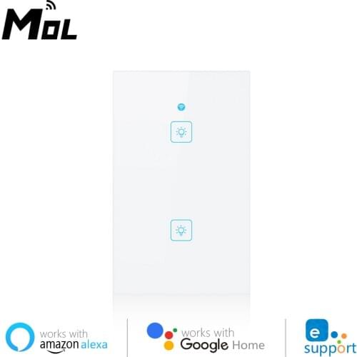 MOL eWeLink US 2gang App Control WiFi Smart Light Switch Neutral Wire Single Fire Smart Switch Works With Alexa GoogleHome