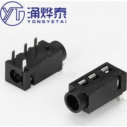 YYT 50PCS PJ-320D headphone jack 4pin plugin 3+1PIN 3.5MM audio jack interface female