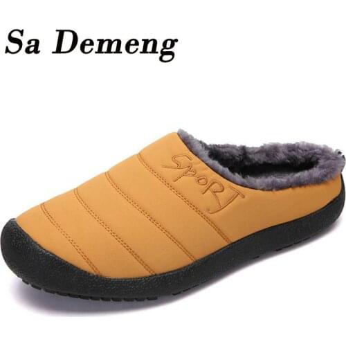 Winter Home Men Slippers With Thick Plush Indoor Mens Fur Slides Plus Size 48 Warm Bedroom Mens Shoes House Slipper Shoes Male