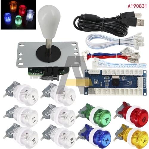 1 Set SJ@JX Arcade 2 Player Arcade Rocker Kit Button Rocker Ball Head With USB Cable Joystick Wire Button Wire for 1 Player