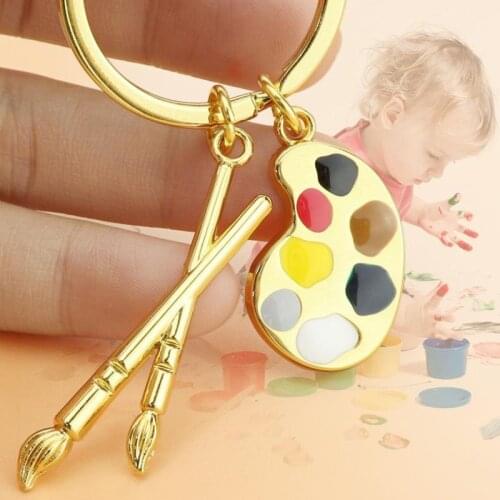1pcs Painter Palette Oval Tool Brush colors Keychain Draw Letter Entrepreneurial Keychain Personalizeds Gift for Painter