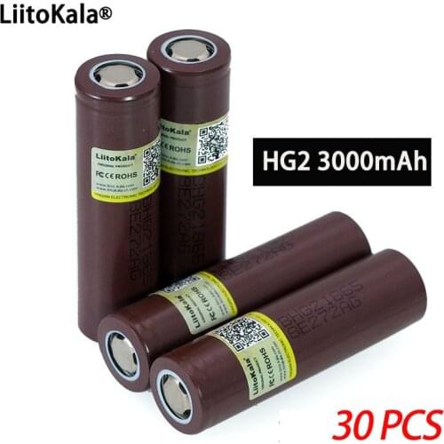 30PCS 100% New Original HG2 18650 3000mAh battery 18650HG2 3.6V discharge 20A dedicated For hg2 Power Rechargeable battery