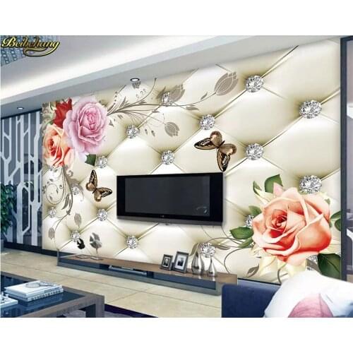 Beibehang Custom wallpaper mural 3D soft bag rose diamond background wall papers home decor papel de parede 3d wallpaper