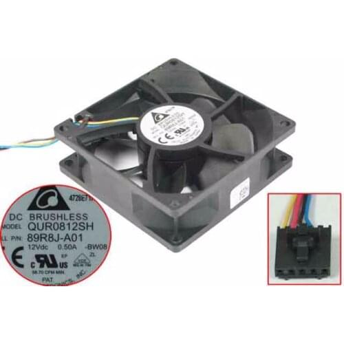 Delta Electronics QUR0812SH -BW08 DC 12V 0.50A 80x80x25mm 4-wire Server Cooling Fan