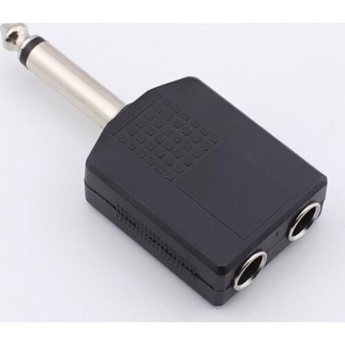 50pcs Audio Adapter Mono 6.35mm Audio Plug male to dual 6.35 female mono jack socket