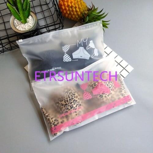 500pcs frosted transparent zipper bag plastic bag underwear bra socks storage bag gift bags