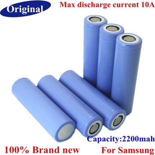 6PCS/1LOT Original For Samsung 18650 2200mAh ICR18650-22PM 3.7V li-ion 10A discharge 22PM high drain 18650 battery rechargeable