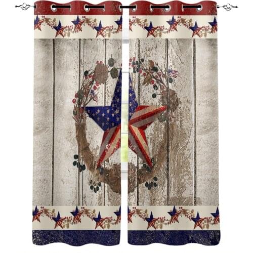 American Flag Pentagram Berries Retro Blackout Curtains For Living Room Bedroom Printed Window Treatment Drapes Home Decor