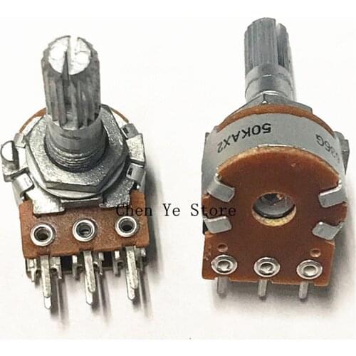 Free Shipping5PCS Japan ALPS potentiometer RK16 16 Type 50KA 100KA Double Union Potentiometer Aluminum Shaft 25MM Potentiometer