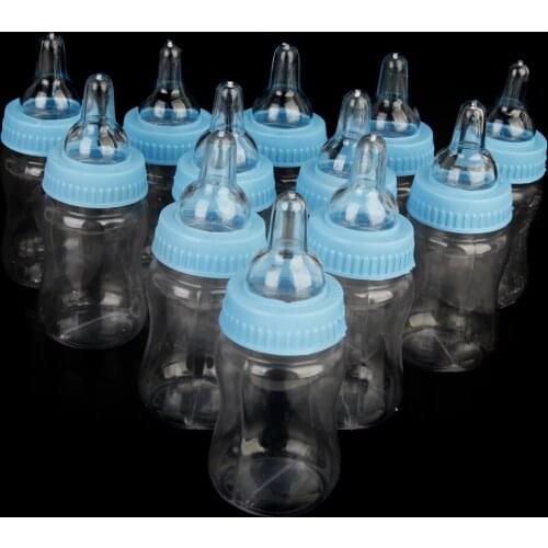 MagiDeal 12pcs/Lot Mini Milk Bottles Baby Shower Party Favors Gifts Christening Decor Girls Boys Pink/Blue