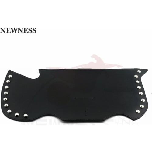Black Leather Heat Saddle Shield Deflectors Raised Studs For Harley Davidson Touring Softail Dyna Or Sportster Bikes