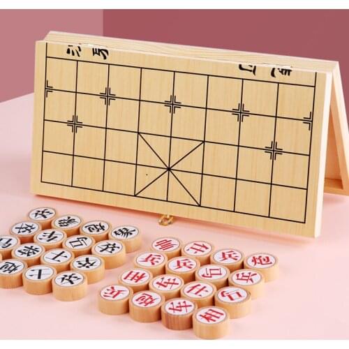Wooden Portable Chinese Chess Childrens Travel Portable Interactive Chess Intelligence Game Spelletjes Family Games EK50QL