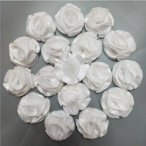 Diy 100Pcs/Bag 3.5cm White Rose Flowers Satin Rose Ribbon Flowers DIY For Make Wedding Bouquet Flower AccessoriesViolet