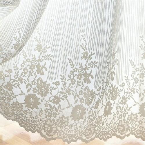 European Lace Curtains for Living Room Sheer Window Curtain for Bedroom White Window Treatments Drape Floral Tulle Curtain Decor