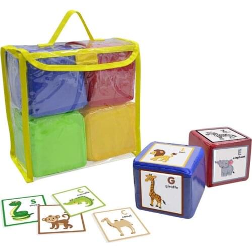 Godery DIY Education Playing Dice, Pocket Cubes ,Photo Pocket Foam Stacking Blocks - Set of 4