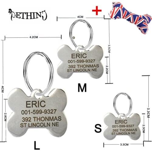Free engraving Pet cat Dog collar text on front and back sides stainless steel pet id tag identification tag pets dog name tags