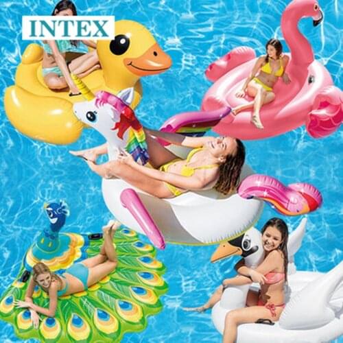 Intex Adult Water Riding Flamingo Swimming Circle Toy Children Unicorn Floating Row Swimming Pool Inflatable Floating Bed