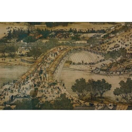 Hand-painted Chinese paintings, long axis of the Qing Dynasty in China,"Riverside Scene of Pure Brightness",L'10.5m