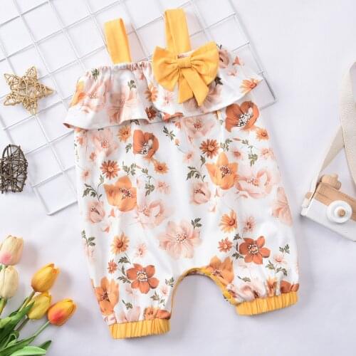 Newborn Infant Baby Romper Girls Slip Ruffle Floral Creative Printed Jumpsuit Romper Set Baby Girl Clothes Pour Nouveaux Nés
