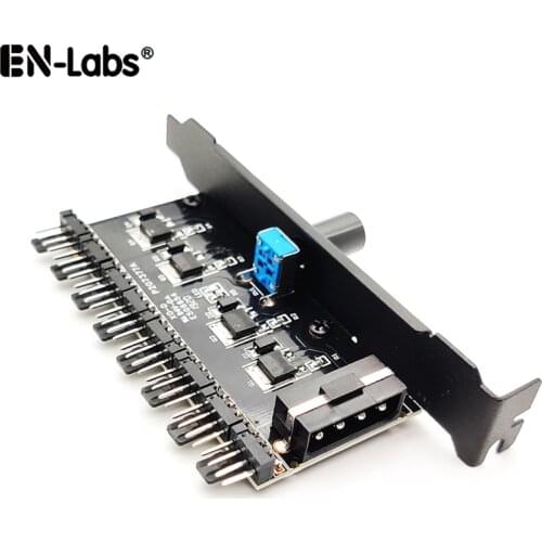 PC Fan Temperature Speed Controller 8 Channel 4pin PWM Radiator Cooler ,3pin Case Fan Control w/PCI Slot Cover,12V 8 Fans Hub