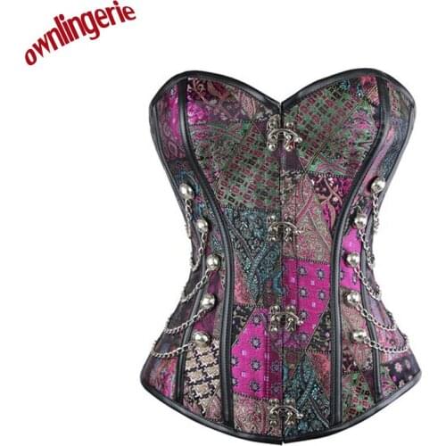 Colorful Palace Retro Embroidery Steampunk Corset Gothic Corsets Sexy Vintage Punk Bustier for women