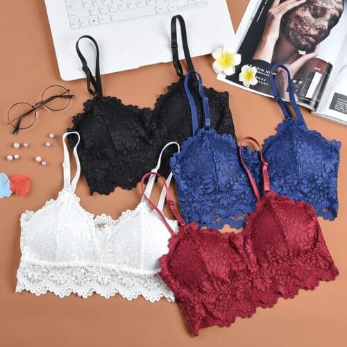 Lace Women Bra Top Push Up Wireless Lace Top Women Plus Size Underwear Lingerie Full Cup womens top