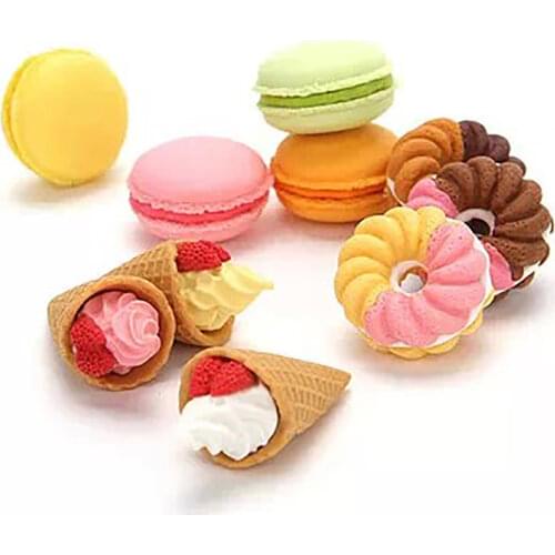 Ice Cream Circle Macaron Shape Eraser Cute Dessert Erasers Student Stationery School Office Supplies Kids Sweet Gift Reward