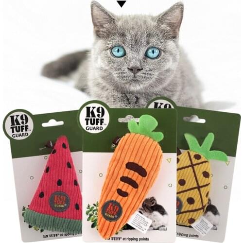 Legendog 1pc Pet Cat Toys Plush Squeaky Chew Teeth Cleaning Puppy Training Toy Bite-Resistant Soft Fruit Vegetable Squeak Toy
