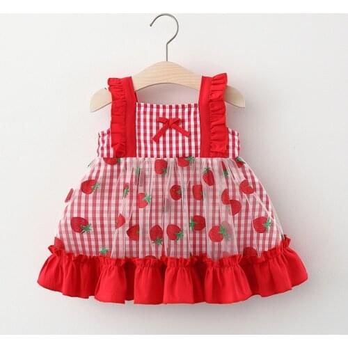 Summer new born baby girl clothes plaid frill dress costume for 1 year baby girl birthday clothing princess party dresses dress