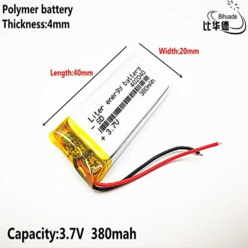 Liter energy battery Good Qulity 3.7V,380mAH,402040 Polymer lithium ion / Li-ion battery for TOY,POWER BANK,GPS,mp3,mp4