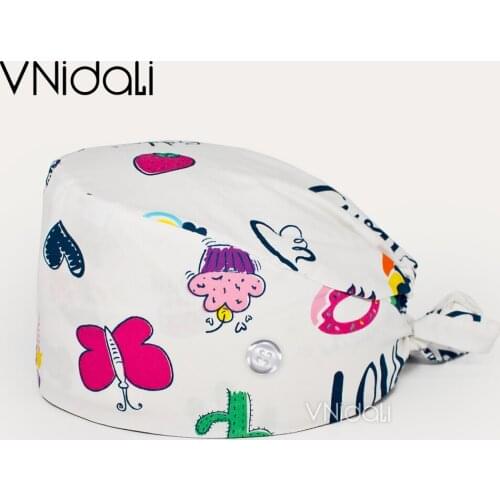 Doctor cap With buttons nursing head cap lab scrub pet shop surgicals hat Unisex Dentist scrub cap nurse accessories scrubs hat