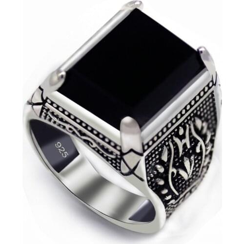 Eulonvan luxury vintage 925 sterling Silver black rings Jewelry & Accessories men dropshipping Cubic Zirconia S-3810 size 6 - 13