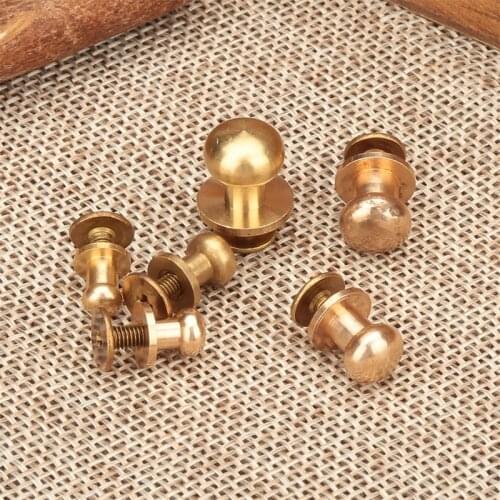 10Pcs Pure Brass Sewing Leather Screw Buttons Kit Clothes Bag Belt Round Head Rivets Nail Press Studs Snap Buckle 5/6/7/8/9/10mm
