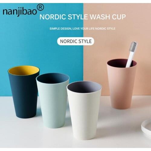Nanjibao Bathroom Accessories Water Cup Gargle Toothbrush Plastic Simple Two Color Couple Brushing Washing Mouth Tumblers