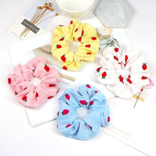 New Fashion Scrunchie Strawberry Hair Ring Scrunchie Stretch Ponytail Holders Hair Ties Headwear High Elastic Hair Rope