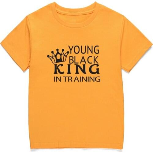Newest Young Black King In Training Sloagn T Shirt Kids Casual Tops Boys Girls Summer Short Sleeve Tee Shirts K-201