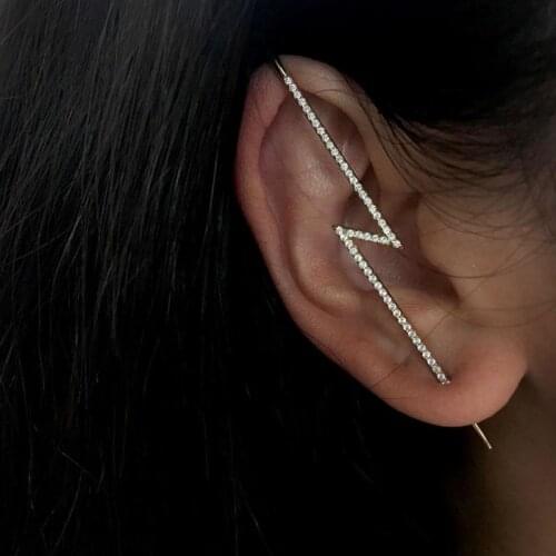 New Fashion Ear Needle Wrap Crawler Hook Earrings for Women Simple Surround Inlaid Zircon Piercing Earrings Jewelry