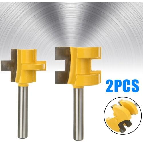 2pcs New 2 Bit Tongue And Groove Router Bit Set Carbide Steel 1/4" Shank Woodworking Chisel Cutter Milling Cutting Tools