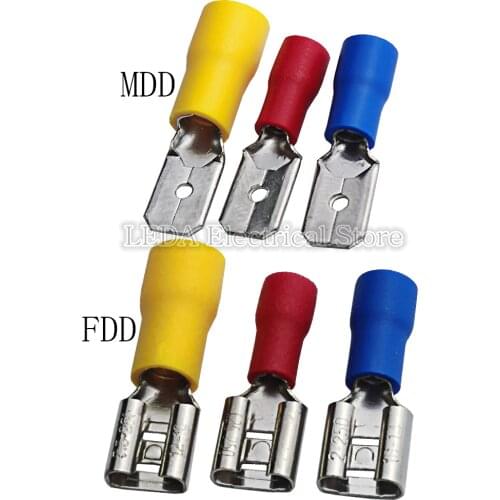 20pcs Female+Male FDD MDD Female male Insulated Electrical Crimp Terminal for 1.5-2.5mm2 Cable Wire Connector