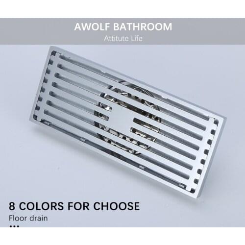 Full Solid Brass Rose Shiny Gold Floor Drain Lengthen Chrome Shower Drain Large Displacement Anti Odor Anti Insect Black AH6171